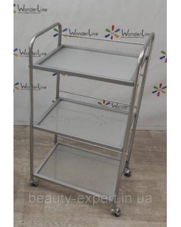 Косметологічний візок-столик на колесах SILVER сріблястий візок для салону краси-foto5