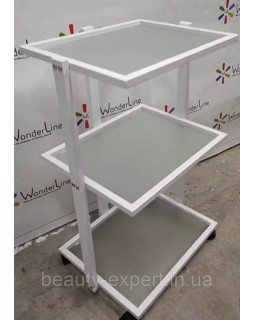Візок косметологічний Столик для нарощування вій BR_2_white етажерка скло для майстра в салон краси Візок косметологічний Столик для нарощування вій BR_2_white етажерка скло для майстра в салон краси