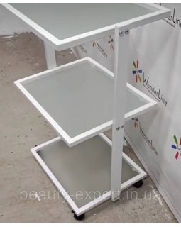 Візок косметологічний Столик для нарощування вій BR_2_white етажерка скло для майстра в салон краси-foto2