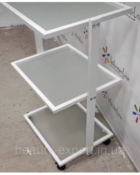 Візок косметологічний Столик для нарощування вій BR_2_white етажерка скло для майстра в салон краси-foto2