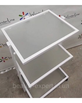 Візок косметологічний Столик для нарощування вій BR_2_white етажерка скло для майстра в салон краси-foto3