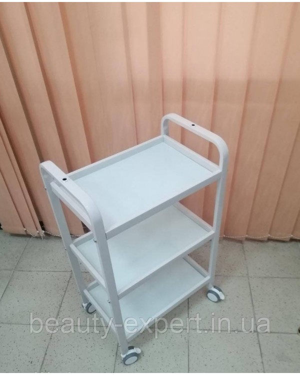 Візок для косметолога мод.099 White косметологічна етажерка столик з поличками скло