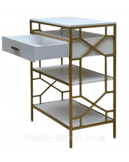 Металлический косметологический столик-этажерка Lux Style_Lv тумба с ящиком для инструмента Металлический косметологический столик-этажерка Lux Style_Lv тумба с ящиком для инструмента