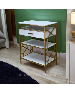Металлический косметологический столик-этажерка Lux Style_Lv тумба с ящиком для инструмента-foto3