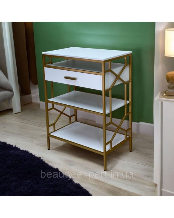 Металевий косметологічний столик-етажерка Lux Style_Lv тумба з ящиком для інструментів