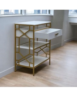 Металлический косметологический столик-этажерка Lux Style_Lv тумба с ящиком для инструмента-foto4