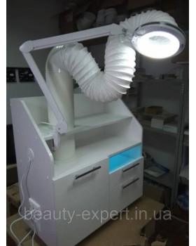 Професійна потужна витяжка для педикюру з мобільною тумбою UNIVERSAL + LED-підсвічування + бактерицидна лампа Професійна потужна витяжка для педикюру з мобільною тумбою UNIVERSAL + LED-підсвічування + бактерицидна лампа