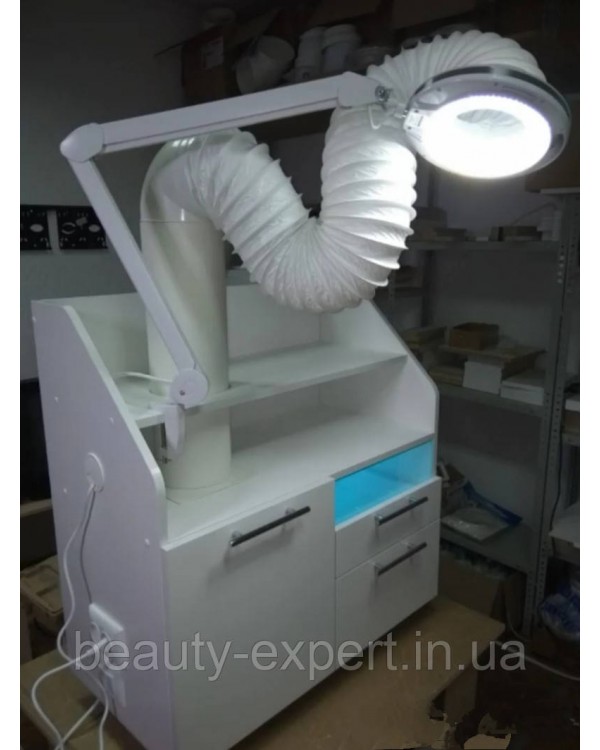 Професійна потужна витяжка для педикюру з мобільною тумбою UNIVERSAL + LED-підсвічування + бактерицидна лампа Професійна потужна витяжка для педикюру з мобільною тумбою UNIVERSAL + LED-підсвічування + бактерицидна лампа