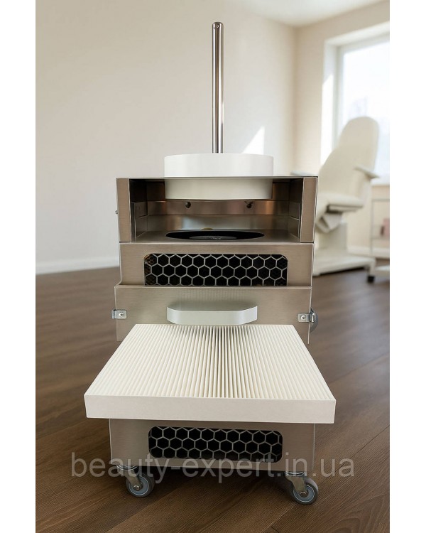 Профессиональная вытяжка FUSION PLUS PREMIUM с LED-подсветкой и гибкой гофрой для мастера маникюра и педикюра